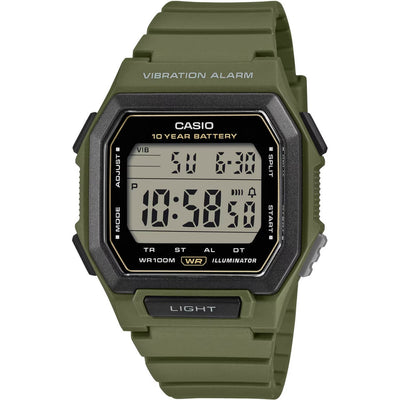 Casio Timeless W-738H-3AVEF digital herrklocka med svart urtavla och armband i resin