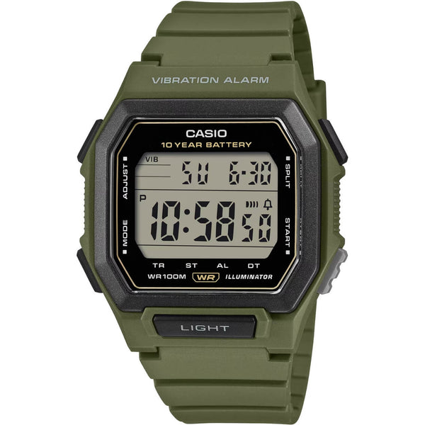 Casio Timeless W-738H-3AVEF digital herrklocka med svart urtavla och armband i resin
