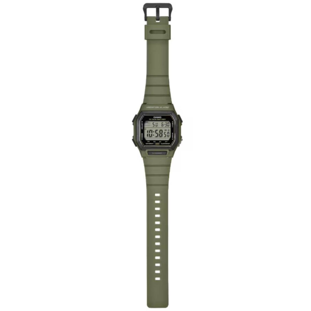 Casio Timeless W-738H-3AVEF digital herrklocka med svart urtavla och armband i resin