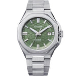Citizen Series 8 NB6080-51W analog herrklocka med grön urtavla och armband i rostfritt stål