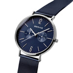 Bering Classic 14240-303 analog herrklocka med blå urtavla och armband i mesh