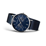 Bering Classic 14240-303 analog herrklocka med blå urtavla och armband i mesh
