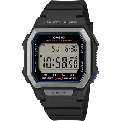 Casio Timeless W-738H-1AVEF digital herrklocka med svart urtavla och armband i resin