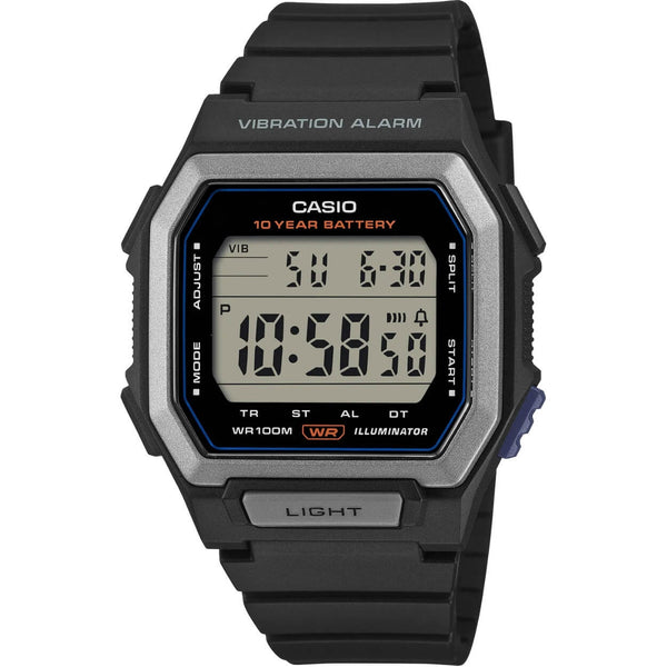 Casio Timeless W-738H-1AVEF digital herrklocka med svart urtavla och armband i resin