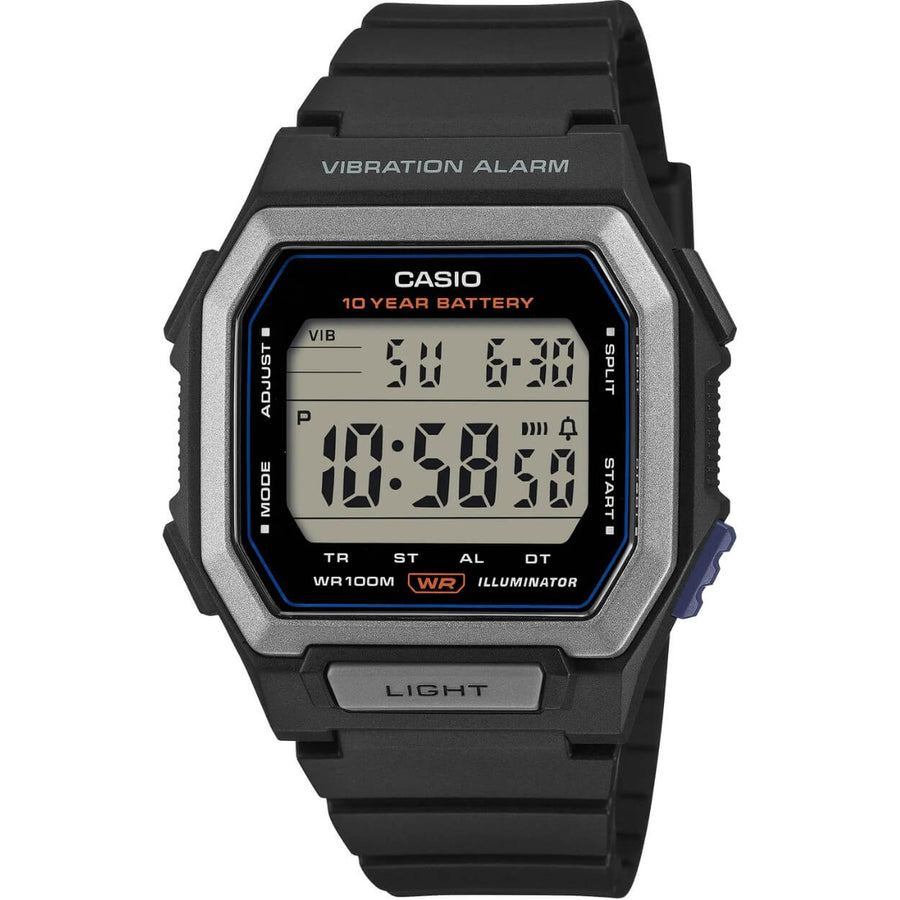 Casio Timeless W-738H-1AVEF digital herrklocka med svart urtavla och armband i resin