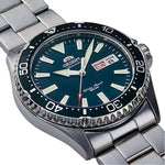 Orient Contemporary RA-AA0004E39B analog herrklocka med grön urtavla och armband i rostfritt stål