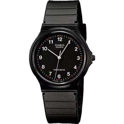 Casio Timeless MQ-24-1BLLEG analog herrklocka med svart urtavla och armband i resin