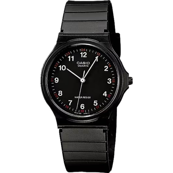 Casio Timeless MQ-24-1BLLEG analog herrklocka med svart urtavla och armband i resin