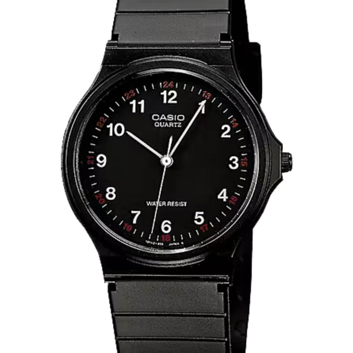 Casio Timeless MQ-24-1BLLEG analog herrklocka med svart urtavla och armband i resin