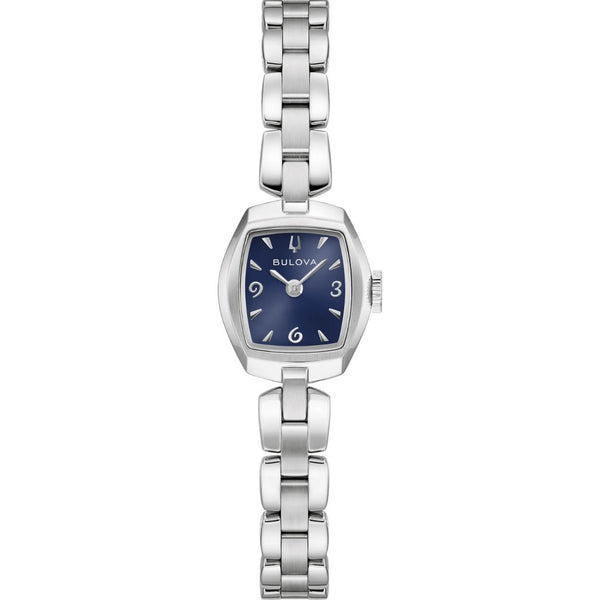 Bulova Goddess Of Time 96L361 analog damklocka med blå urtavla och armband i rostfritt stål