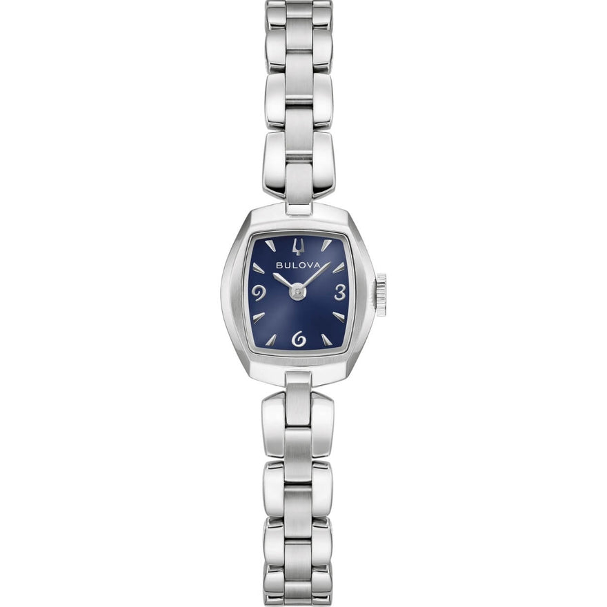 Bulova Goddess Of Time 96L361 analog damklocka med blå urtavla och armband i rostfritt stål