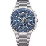 Citizen Promaster Sky AT8396-59L analog herrklocka med blå urtavla och armband i titan