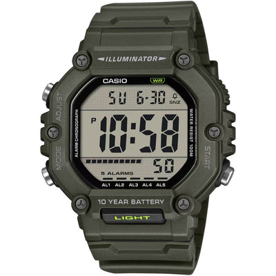Casio Vintage AE-1600HX-3AVEF digital herrklocka med mörk grön urtavla och armband i resin