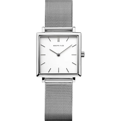 Bering Classic 18226-004 analog damklocka med vit urtavla och armband i mesh