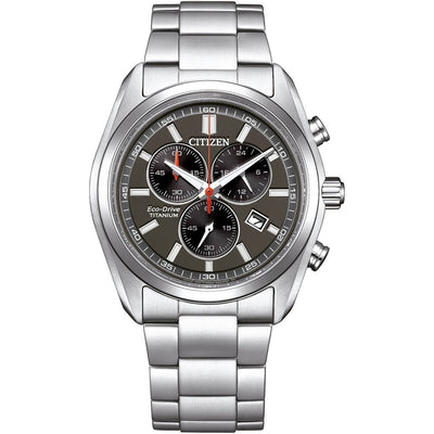 Citizen Super Titanium AT2590-59E analog herrklocka med svart urtavla och armband i titan