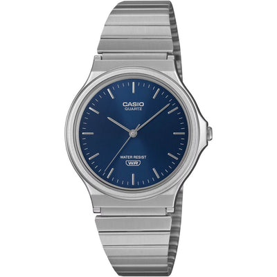 Casio Timeless MQ-24DA-2AEF analog damklocka med blå urtavla och armband i rostfritt stål