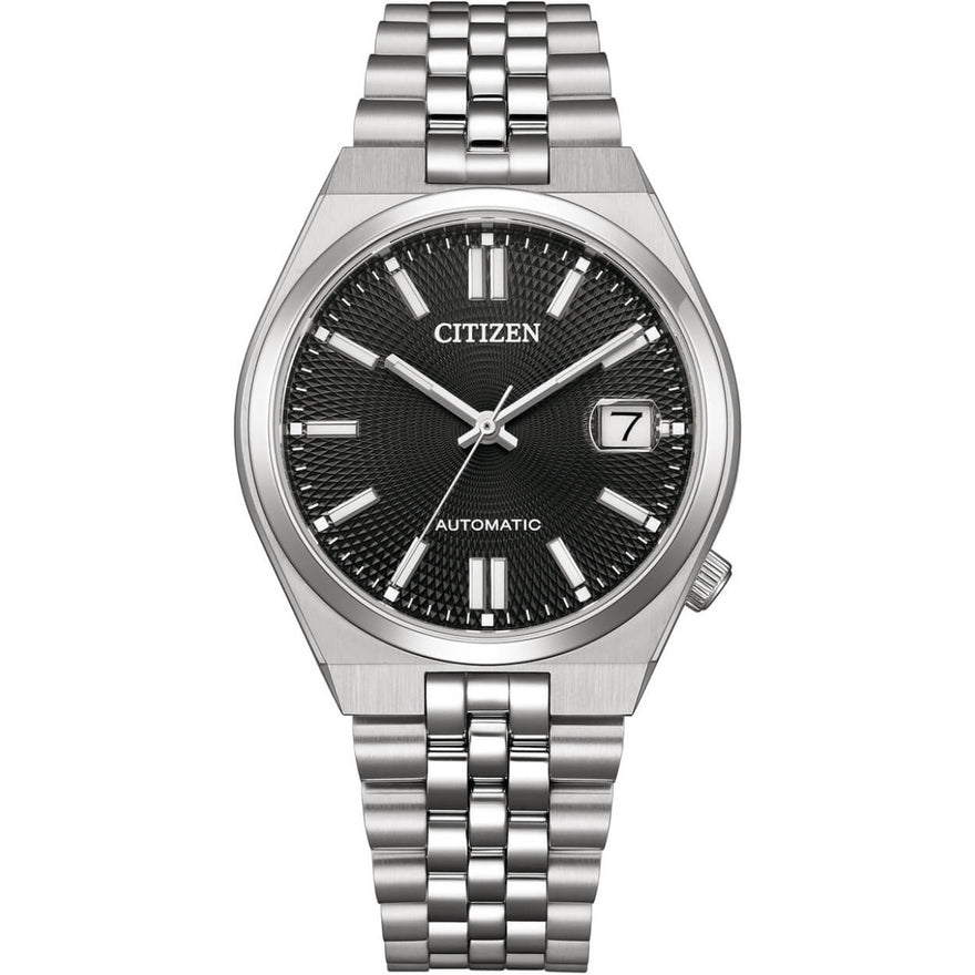 Citizen Tsuyosa 60 NK0030-51E analog herrklocka med svart urtavla och armband i rostfritt stål