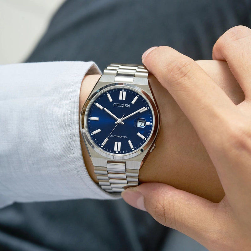Citizen Tsuyosa NJ0150-81L analog herrklocka med blå urtavla och armband i rostfritt stål