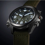 Citizen Promaster Land JV1005-02W ana-digi herrklocka med grön urtavla och armband i nylon