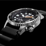 Citizen Eco-Drive Promaster Marine EO2020-08E analog herrklocka med svart urtavla och armband i silikon