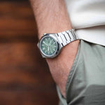 Citizen Zenshin 60 Super Titanium NK5020-58X analog herrklocka med grön urtavla och armband i titan