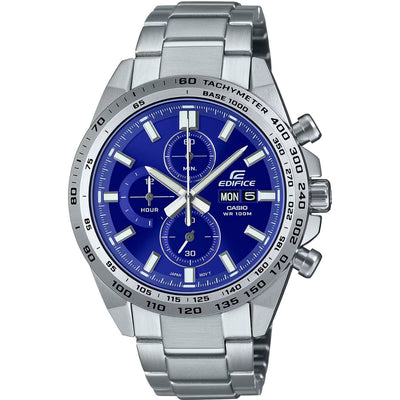 Casio Edifice EFR-574D-2AVUEF analog herrklocka med blå urtavla och armband i rostfritt stål