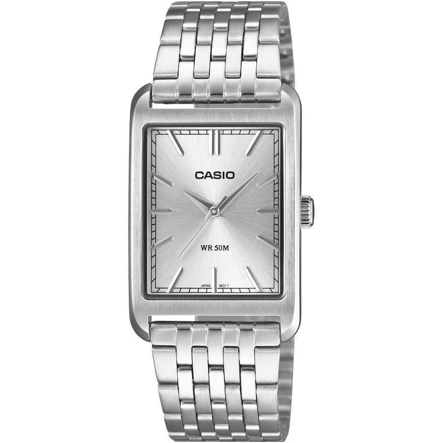 Casio Timeless MTP-B215D-7AVER (lägg gtin) analog damklocka med silver urtavla och armband i rostfritt stål