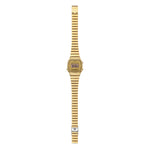 Casio Vintage LA670WEGA-9EF digital damklocka med guld urtavla och armband i rostfritt stål