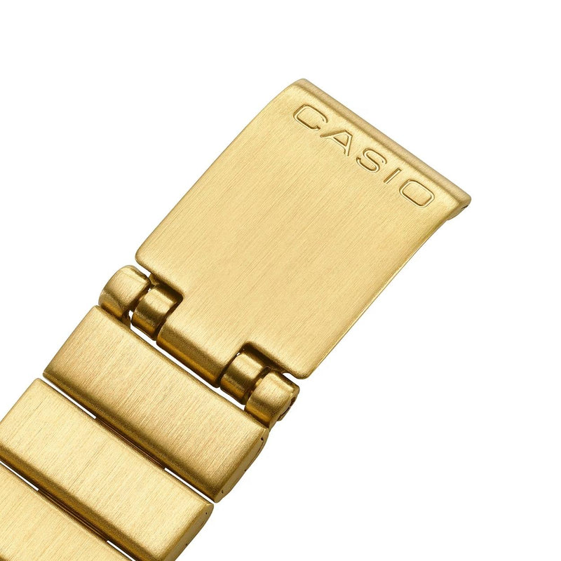 Casio Vintage LA670WEGA-9EF digital damklocka med guld urtavla och armband i rostfritt stål