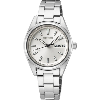 Seiko Classic Damklocka SUR349P1 analog damklocka med silver urtavla och armband i rostfritt stål