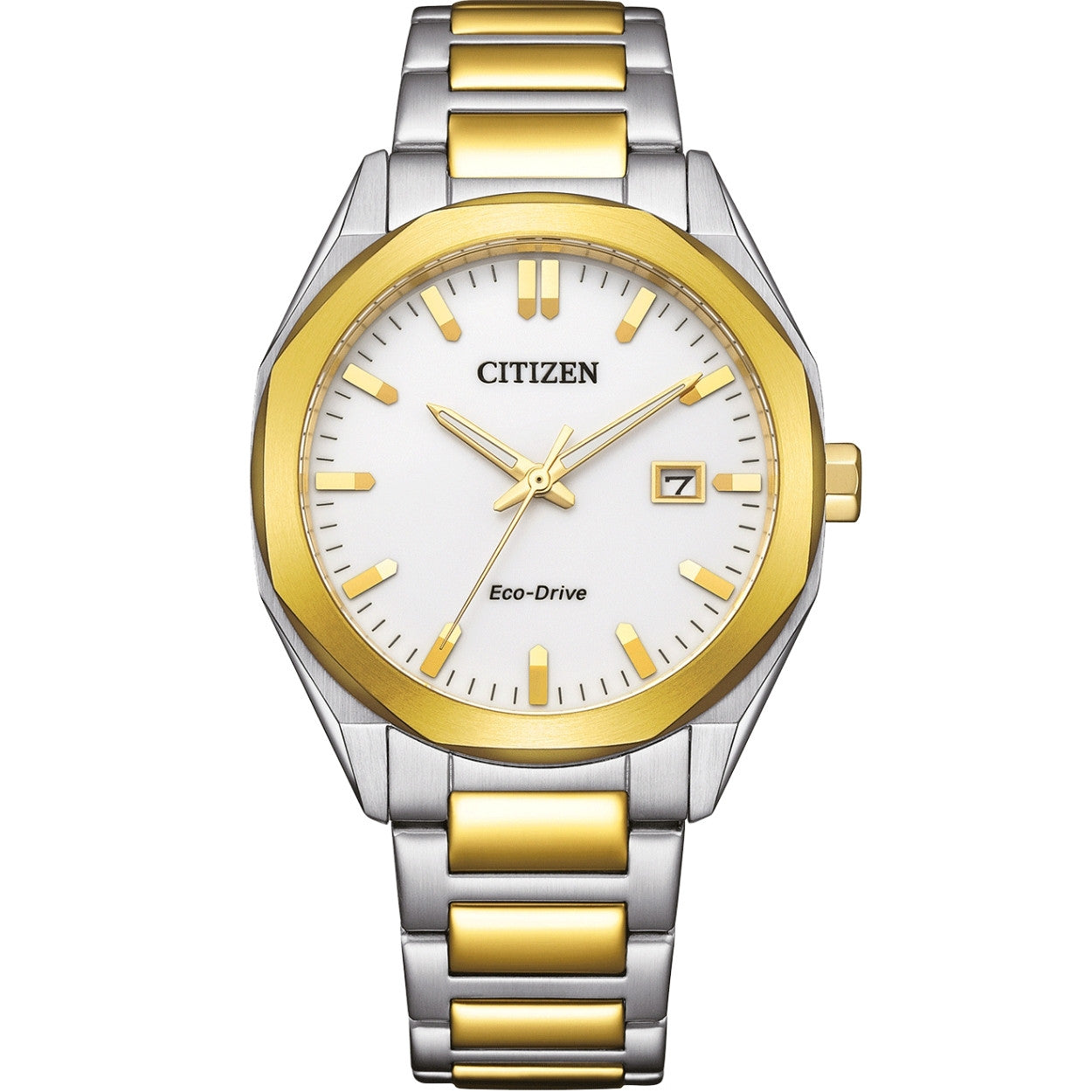 Citizen Eco-Drive BM7624-82A analog herrklocka med vit urtavla och armband i rostfritt stål