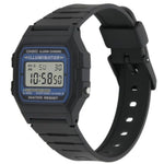 Casio Timeless F-105W-1AWYEF digital herrklocka med svart urtavla och armband i resin