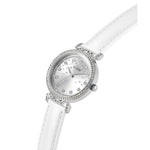 Guess ENCHANTMENT Damklocka GW0764L4 analog damklocka med silver urtavla och armband i läder