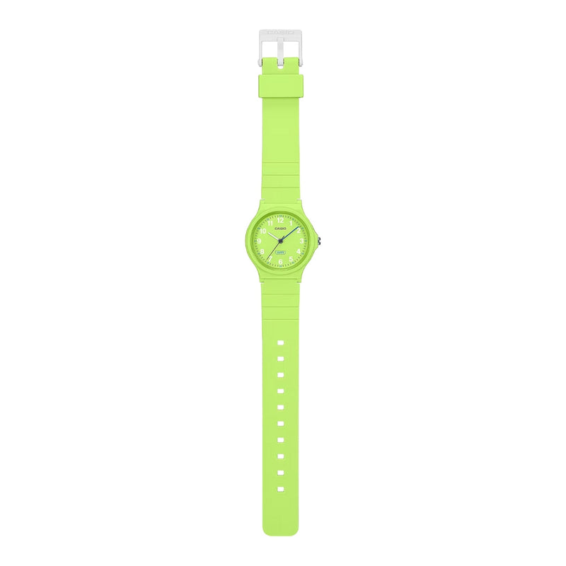 Casio Timeless LQ-24B-3BEF analog unisexklocka med grön urtavla och armband i resin