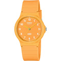 Casio Timeless MQ-24B-9BEF analog unisexklocka med orange urtavla och armband i gummi