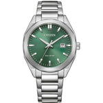 Citizen Core Collection Eco-Drive BM7620-83Y analog herrklocka med grön urtavla och armband i rostfritt stål