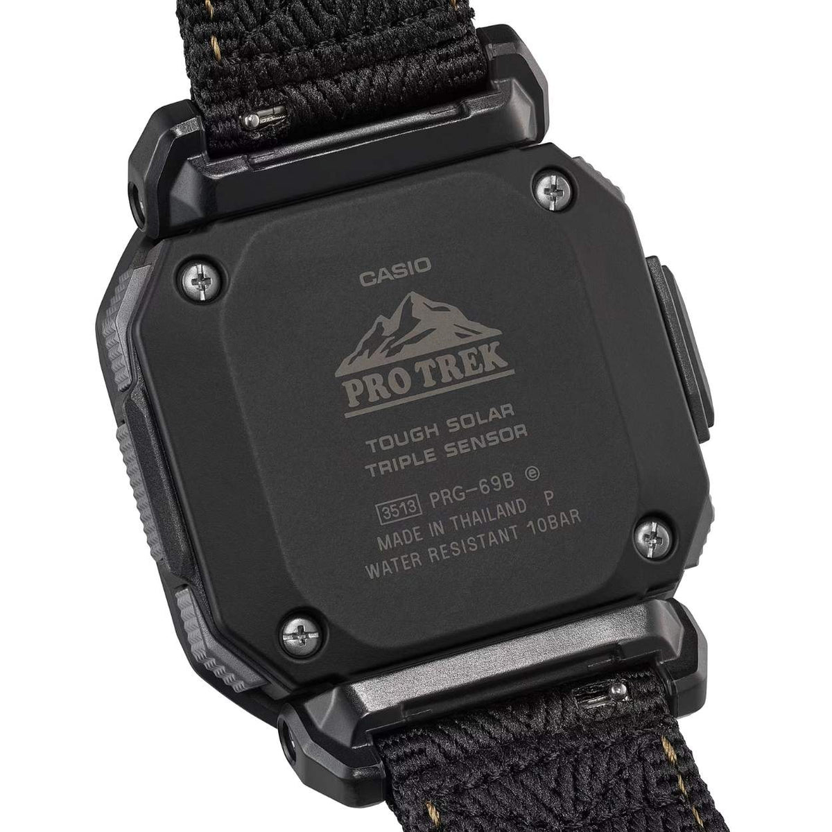 Casio Pro Trek PRG-69B-1ER digital herrklocka med svart urtavla och armband i textil