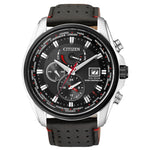 Citizen Eco-drive AT9036-08E analog herrklocka med svart urtavla och armband i läder