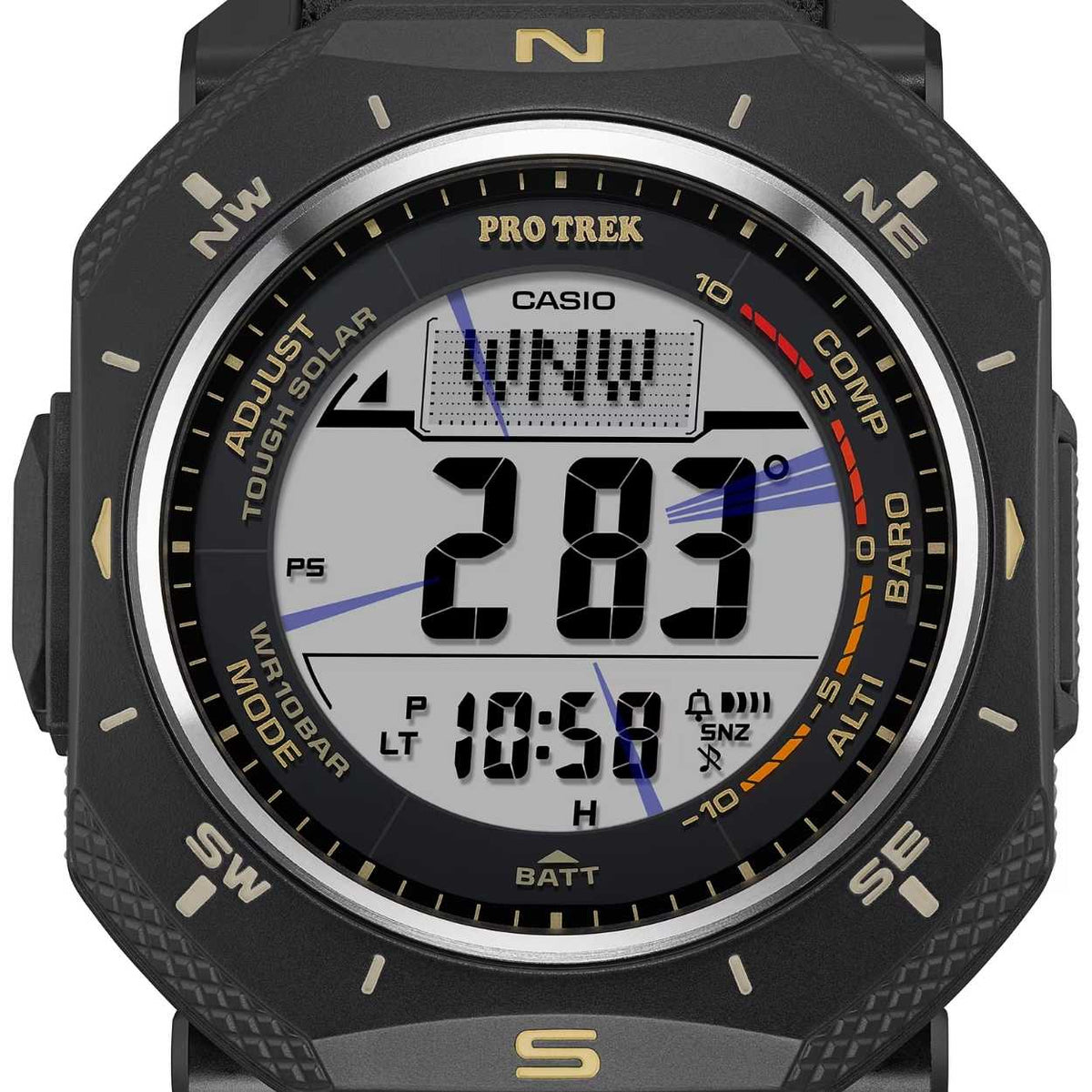 Casio Pro Trek PRG-69B-1ER digital herrklocka med svart urtavla och armband i textil