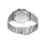 Casio Vintage A163WA-1QES digital unisexklocka med svart urtavla och armband i rostfritt stål