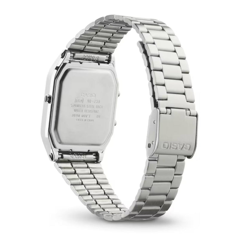 Casio Vintage AQ-230A-7DMQYES ana-digi herrklocka med vit urtavla och armband i rostfritt stål