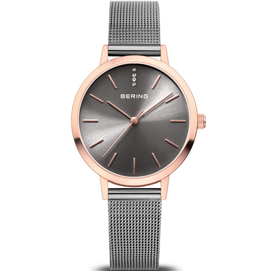 Bering Classic 13434-369 analog damklocka med grå urtavla och armband i rostfritt stål