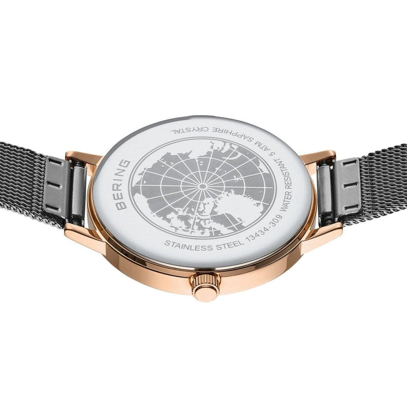 Bering Classic 13434-369 analog damklocka med grå urtavla och armband i rostfritt stål