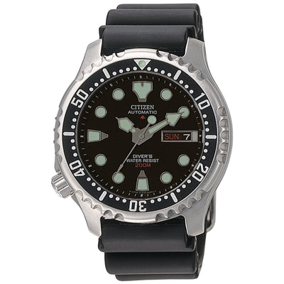 Citizen Promaster Sea NY0040-09EE analog herrklocka med svart urtavla och armband i gummi