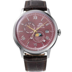 Orient Bambino RA-AK0807R30B analog herrklocka med rött urtavla och armband i läder