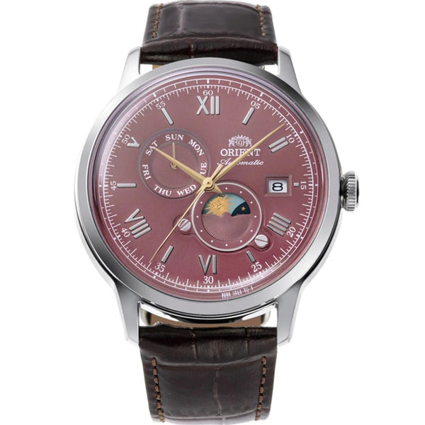 Orient Bambino RA-AK0807R30B analog herrklocka med rött urtavla och armband i läder