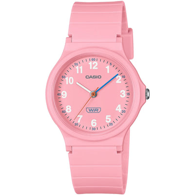 Casio Timeless LQ-24B-4BEF analog unisexklocka med rosa urtavla och armband i resin