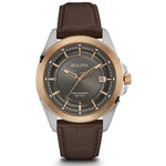 Bulova Precisionist 98B267 analog herrklocka med grå urtavla och armband i läder