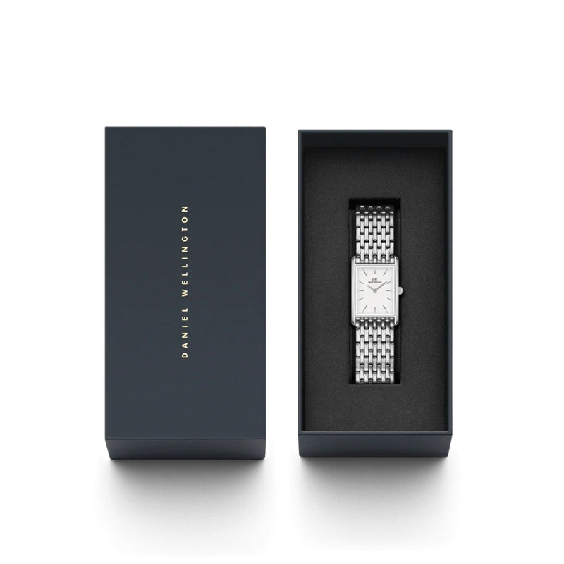 Daniel Wellington Bound 9-Link DW00100706 analog damklocka med vit urtavla och armband i rostfritt stål