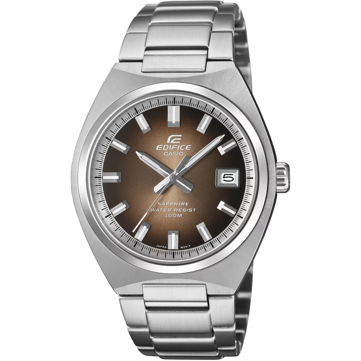 Casio Edifice EFB-109D-5AVEF analog herrklocka med brun urtavla och armband i rostfritt stål